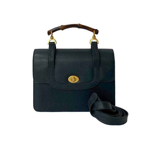 Gucci Handbags - GUCCI Authentic Blue Leather Bamboo Shoulder Bag
